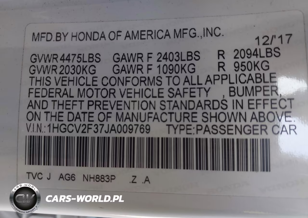 2018 Honda Accord Sport 2.0T VIN:1HGCV2F37JA009769 - 9