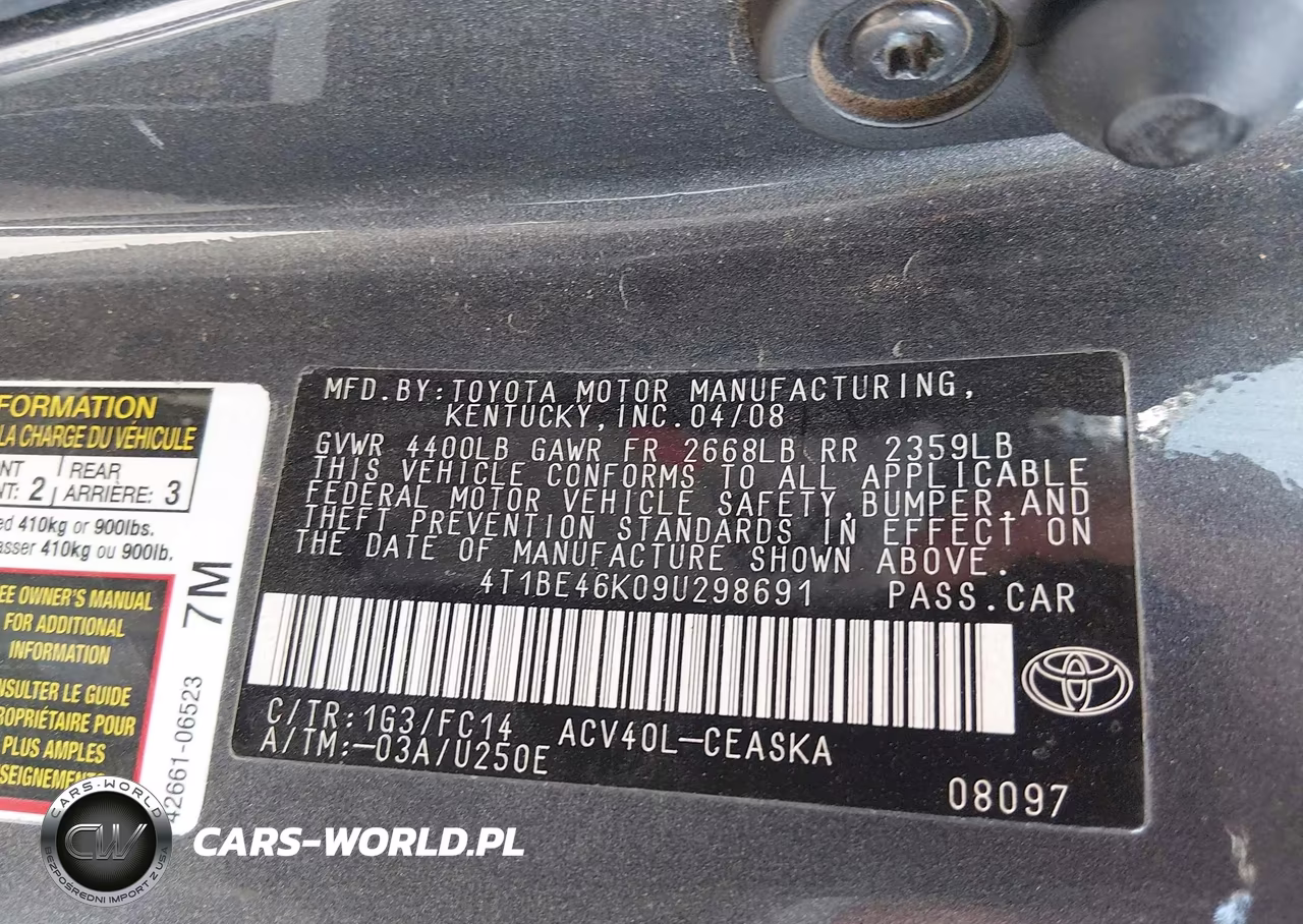 2009 Toyota Camry Se VIN:4T1BE46K09U298691 - 9