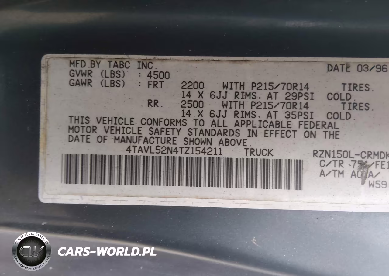 1996 Toyota Tacoma Xtracab VIN:4TAVL52N4TZ154211 - 9