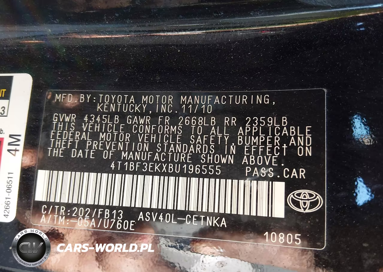 2011 Toyota Camry Le VIN:4T1BF3EKXBU196555 - 9