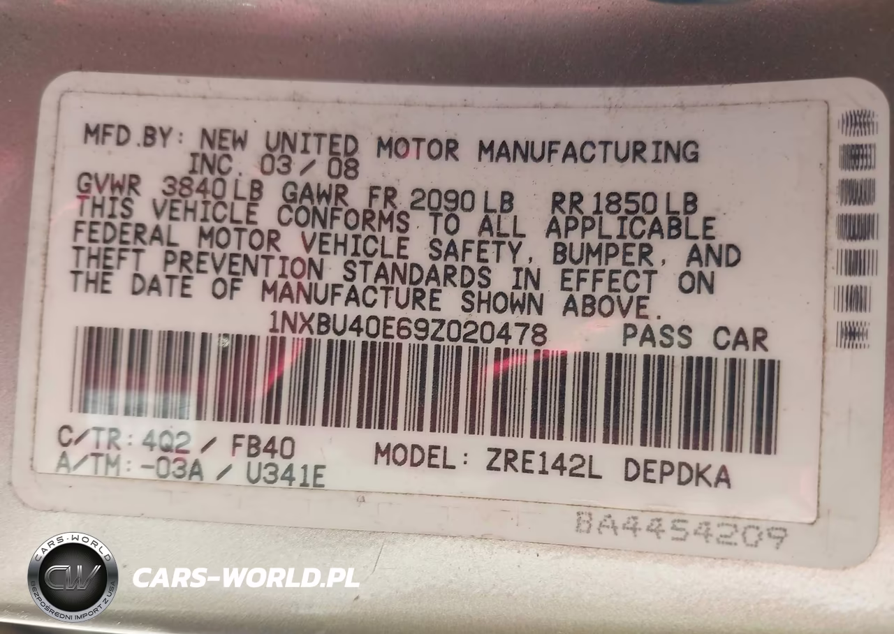 2009 Toyota Corolla Le VIN:1NXBU40E69Z020478 - 9