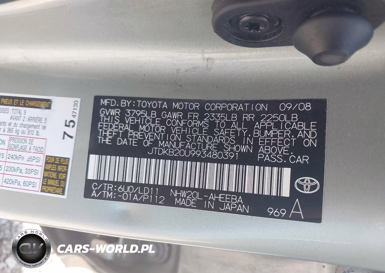 2009 Toyota Prius VIN:JTDKB20U993480391 - 9
