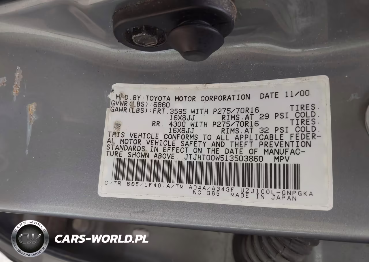 2001 Lexus Lx 470 VIN:JTJHT00W513503860 - 9