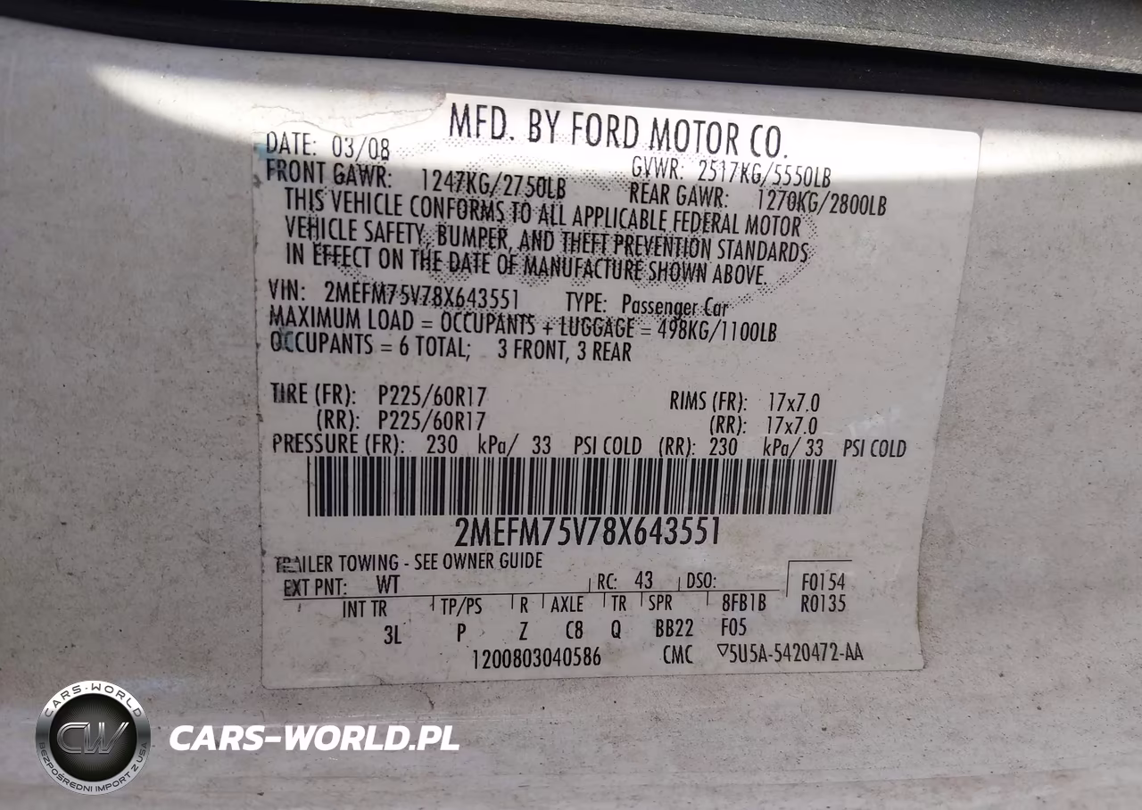 2008 Mercury Grand Marquis Ls VIN:2MEFM75V78X643551 - 9