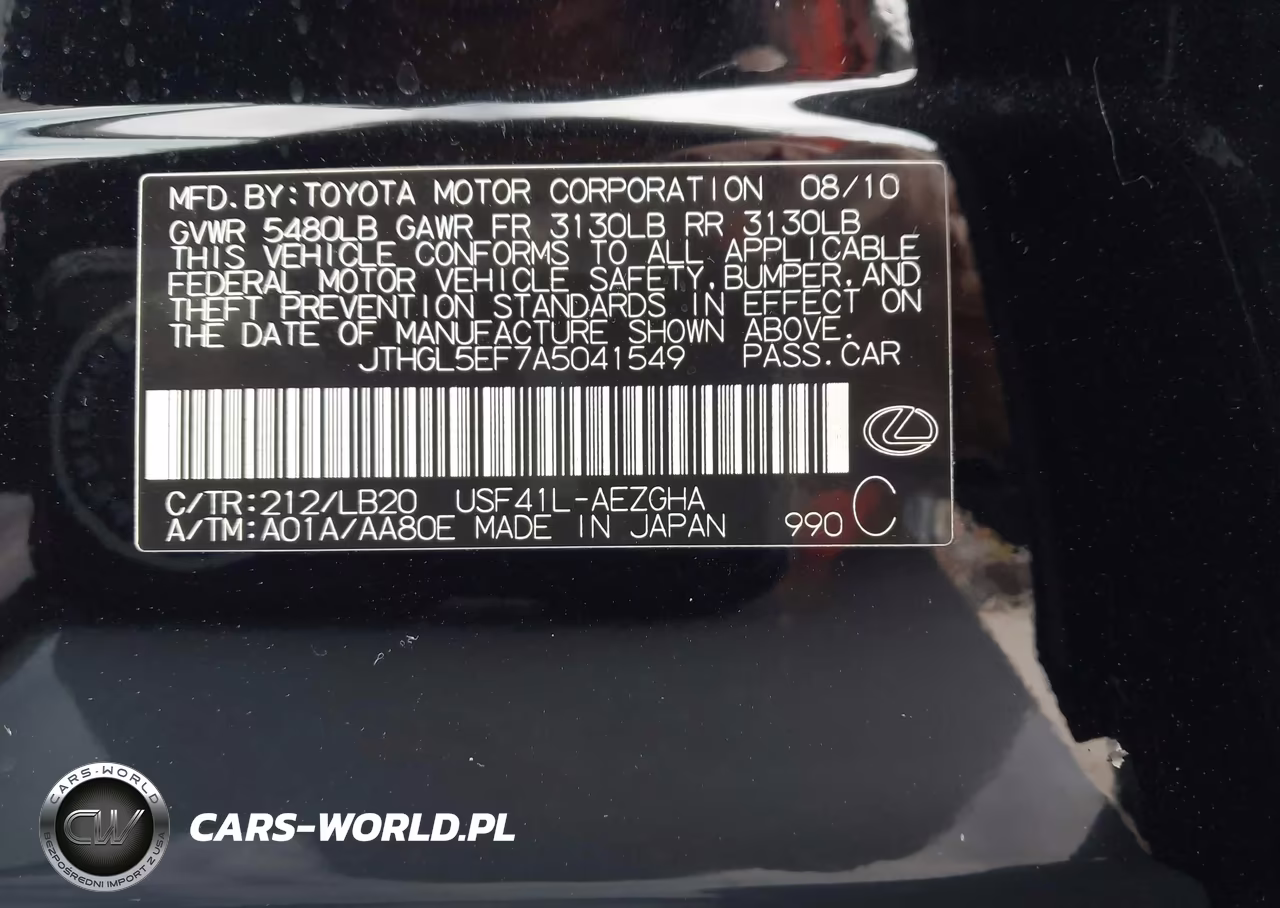 2010 Lexus Ls 460 L VIN:JTHGL5EF7A5041549 - 9