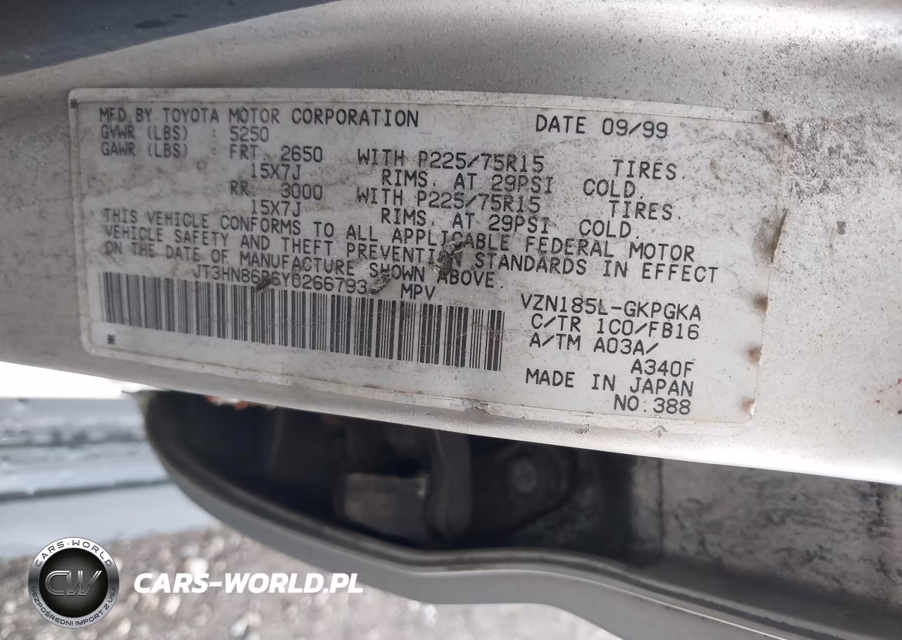 2000 Toyota 4Runner Sr5 V6 VIN:JT3HN86R6Y0266793 - 9
