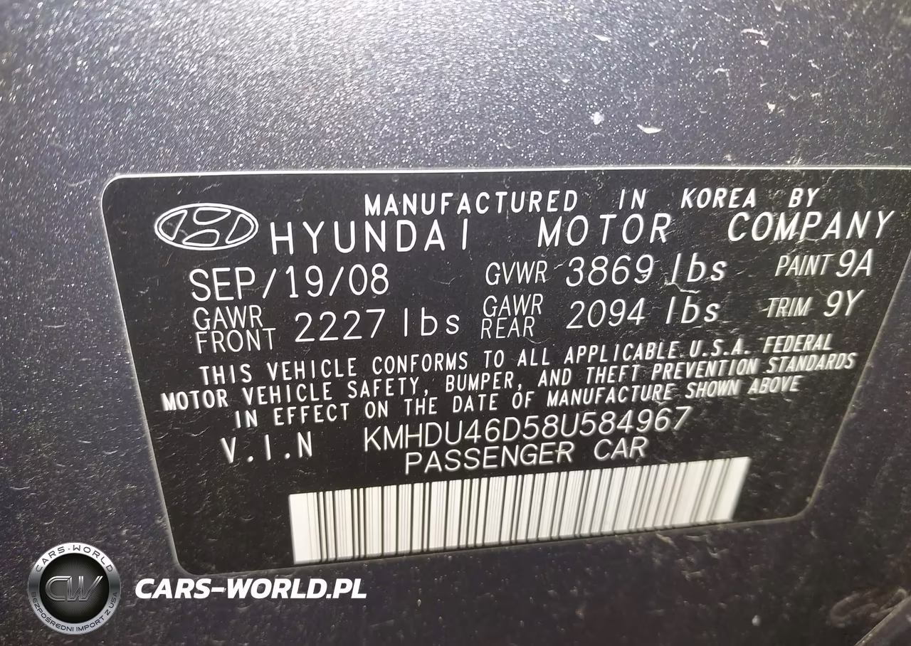 2008 Hyundai Elantra Gls-Se VIN:KMHDU46D58U584967 - 9