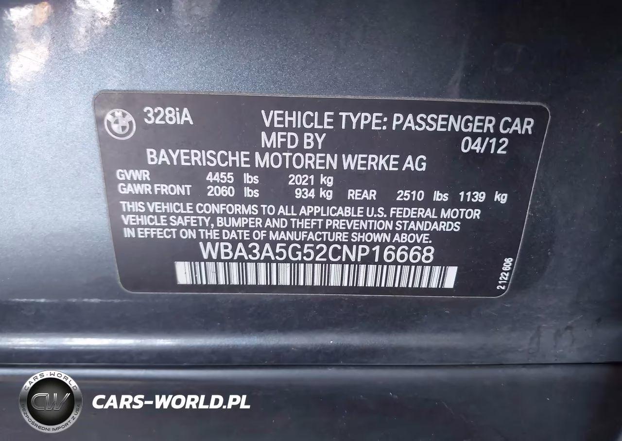 2012 BMW 328I VIN:WBA3A5G52CNP16668 - 9