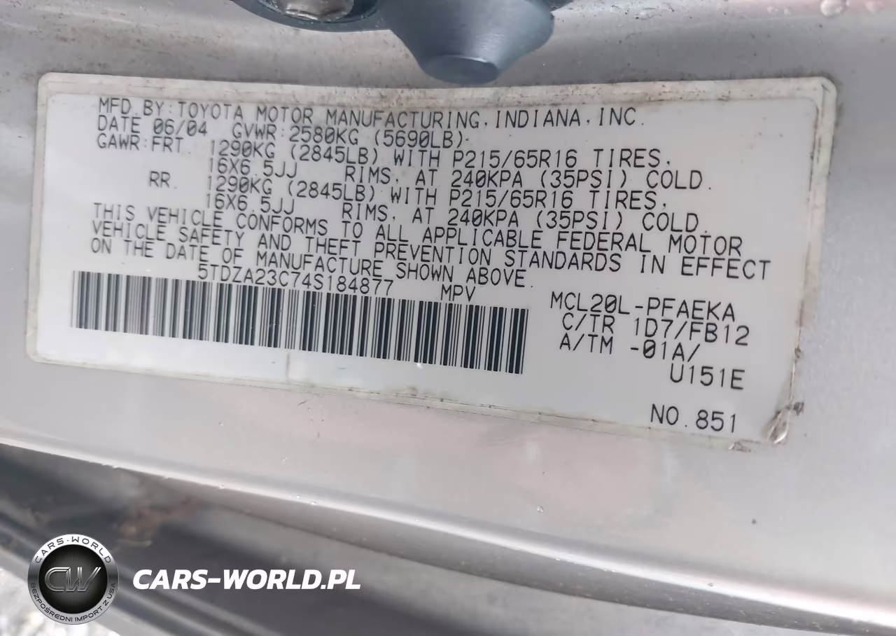 2004 Toyota Sienna Le VIN:5TDZA23C74S184877 - 9