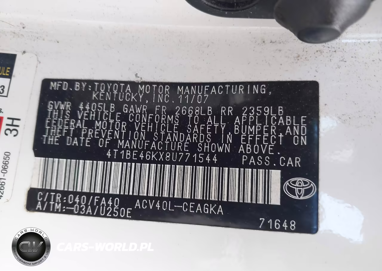 2008 Toyota Camry Xle VIN:4T1BE46KX8U771544 - 9