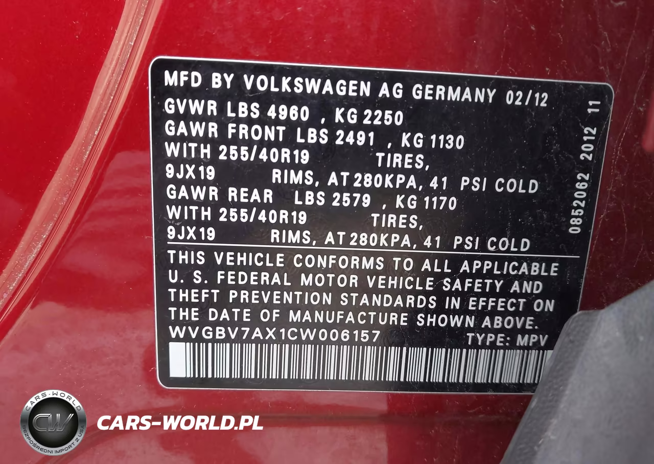 2012 Volkswagen Tiguan Sel VIN:WVGBV7AX1CW006157 - 9