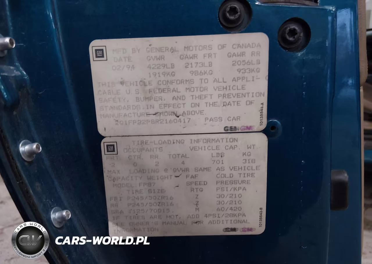 1994 Chevrolet Camaro Z28 VIN:2G1FP22P8R2160417 - 9