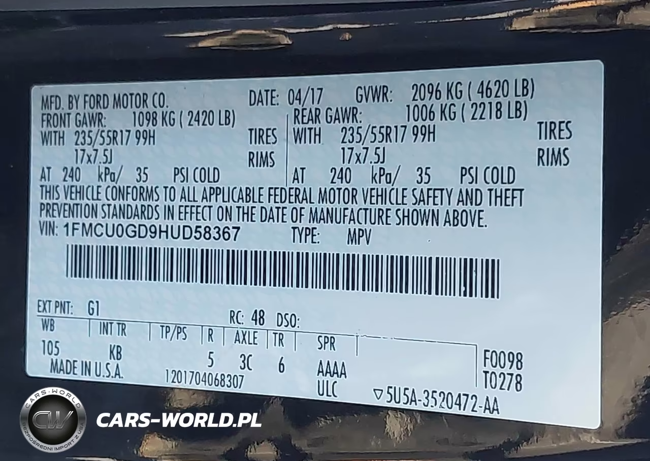 2017 Ford Escape Se VIN:1FMCU0GD9HUD58367 - 9