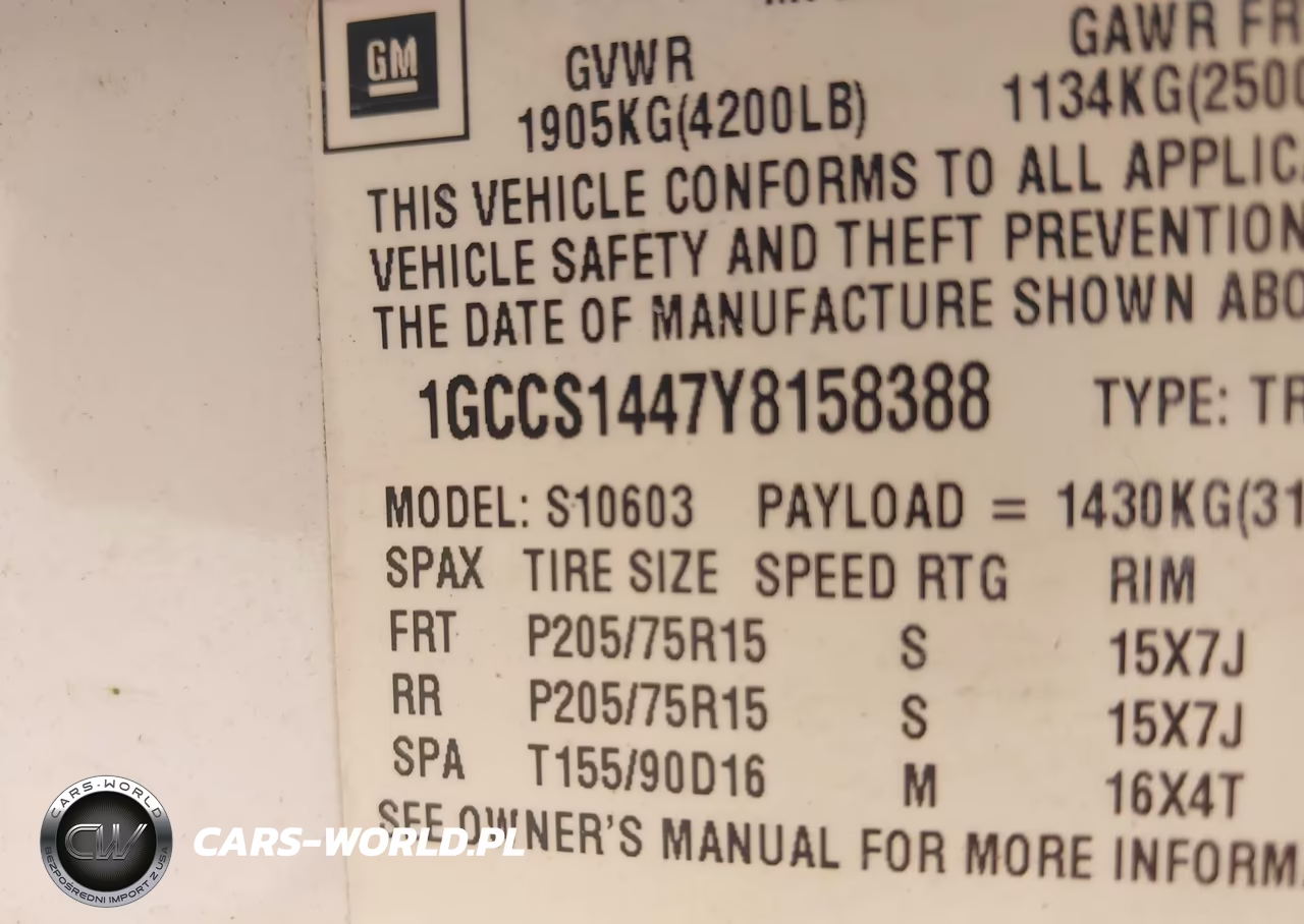 2000 Chevrolet S-10 VIN:1GCCS1447Y8158388 - 9