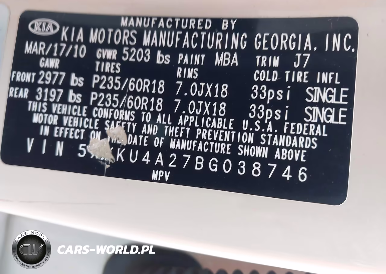 2011 Kia Sorento Ex V6 VIN:5XYKU4A27BG038746 - 9