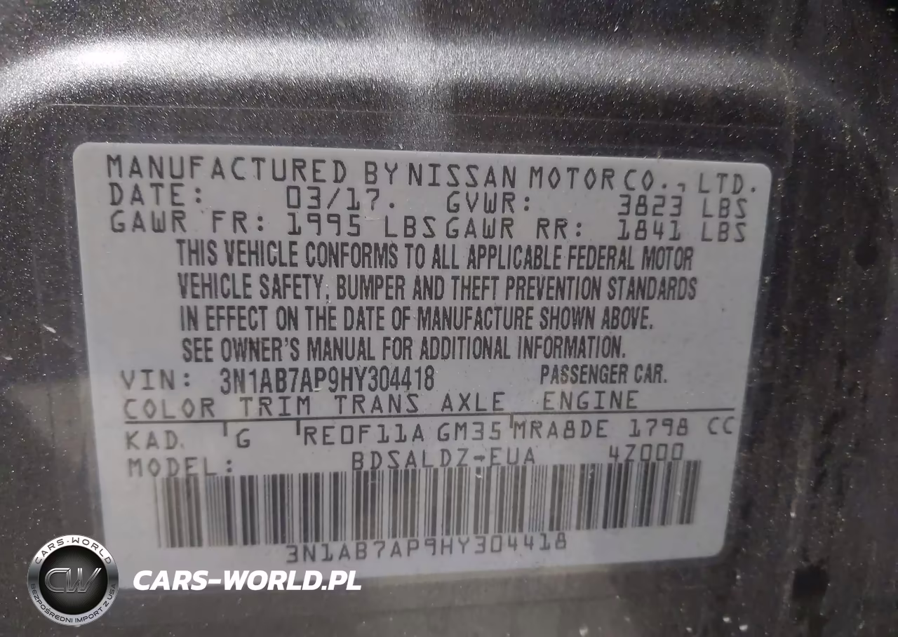 2017 Nissan Sentra Sv VIN:3N1AB7AP9HY304418 - 9
