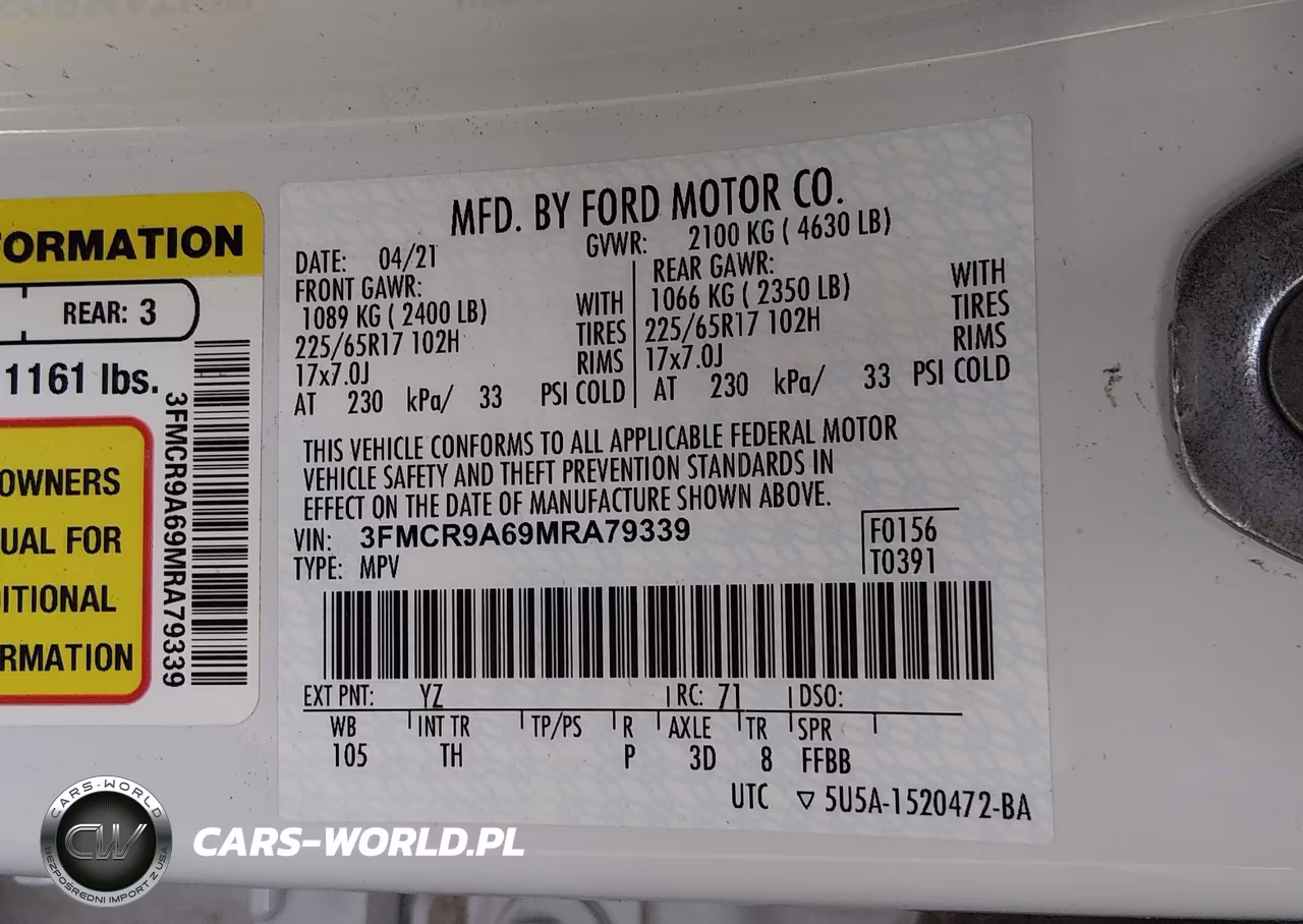 2021 Ford Bronco Sport VIN:3FMCR9A69MRA79339 - 9