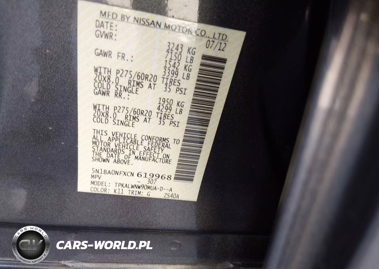 2012 Nissan Armada Platinum VIN:5N1BA0NFXCN619968 - 9