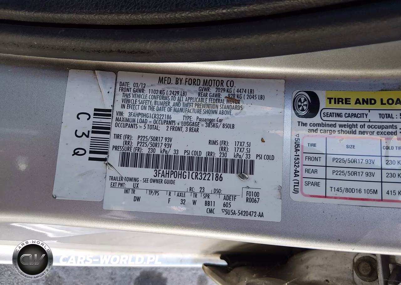 2012 Ford Fusion Se VIN:3FAHP0HG1CR322186 - 9
