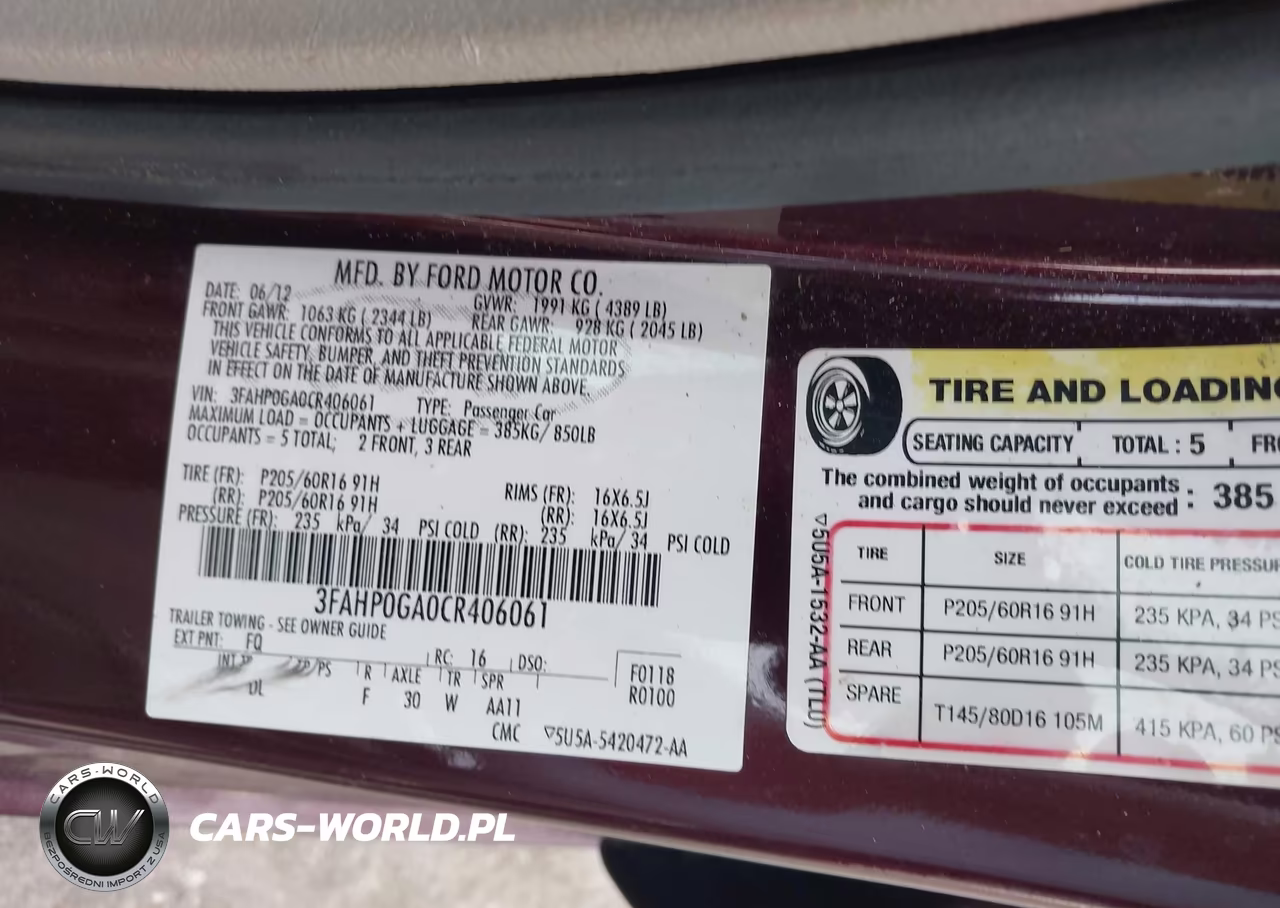 2012 Ford Fusion S VIN:3FAHP0GA0CR406061 - 9