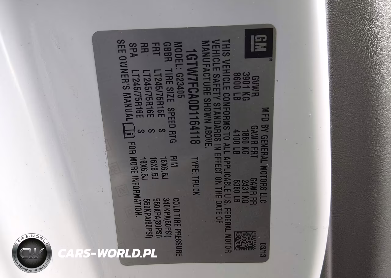 2013 GMC Savana 2500 Work Van VIN:1GTW7FCA0D1164118 - 9