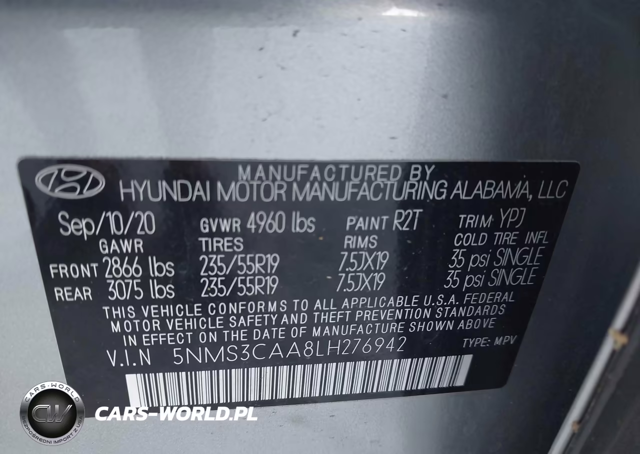 2020 Hyundai Santa Fe Sel 2.0T VIN:5NMS3CAA8LH276942 - 9