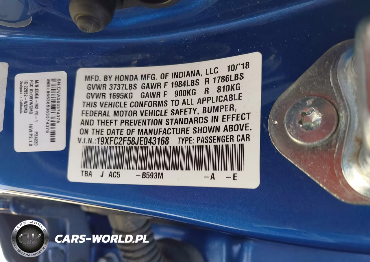 2018 Honda Civic Lx VIN:19XFC2F58JE043168 - 9