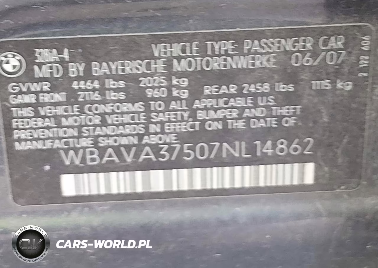 2007 BMW 3 Series 328I VIN:WBAVA37507NL14862 - 9