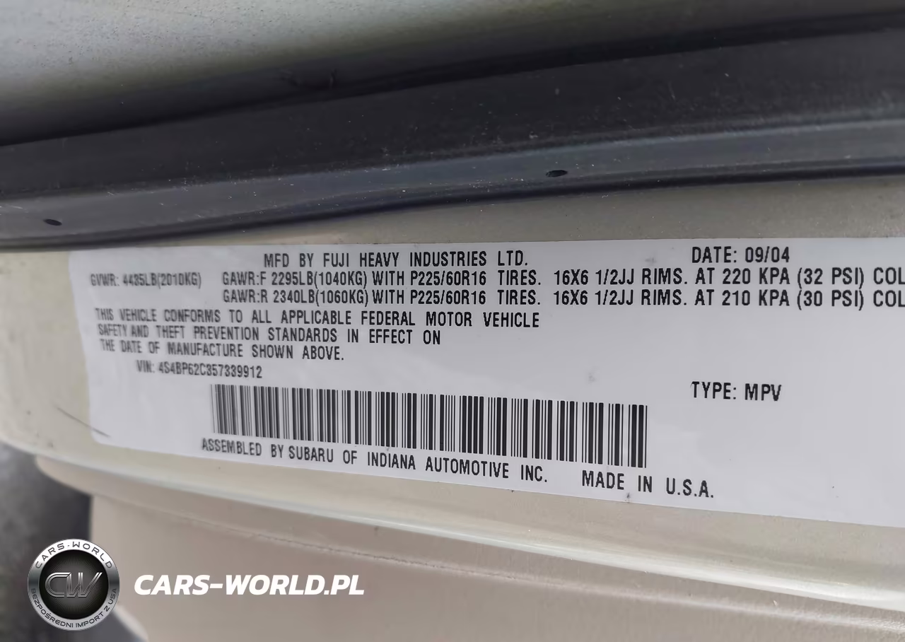 2005 Subaru Outback 2.5I Limited VIN:4S4BP62C357339912 - 9