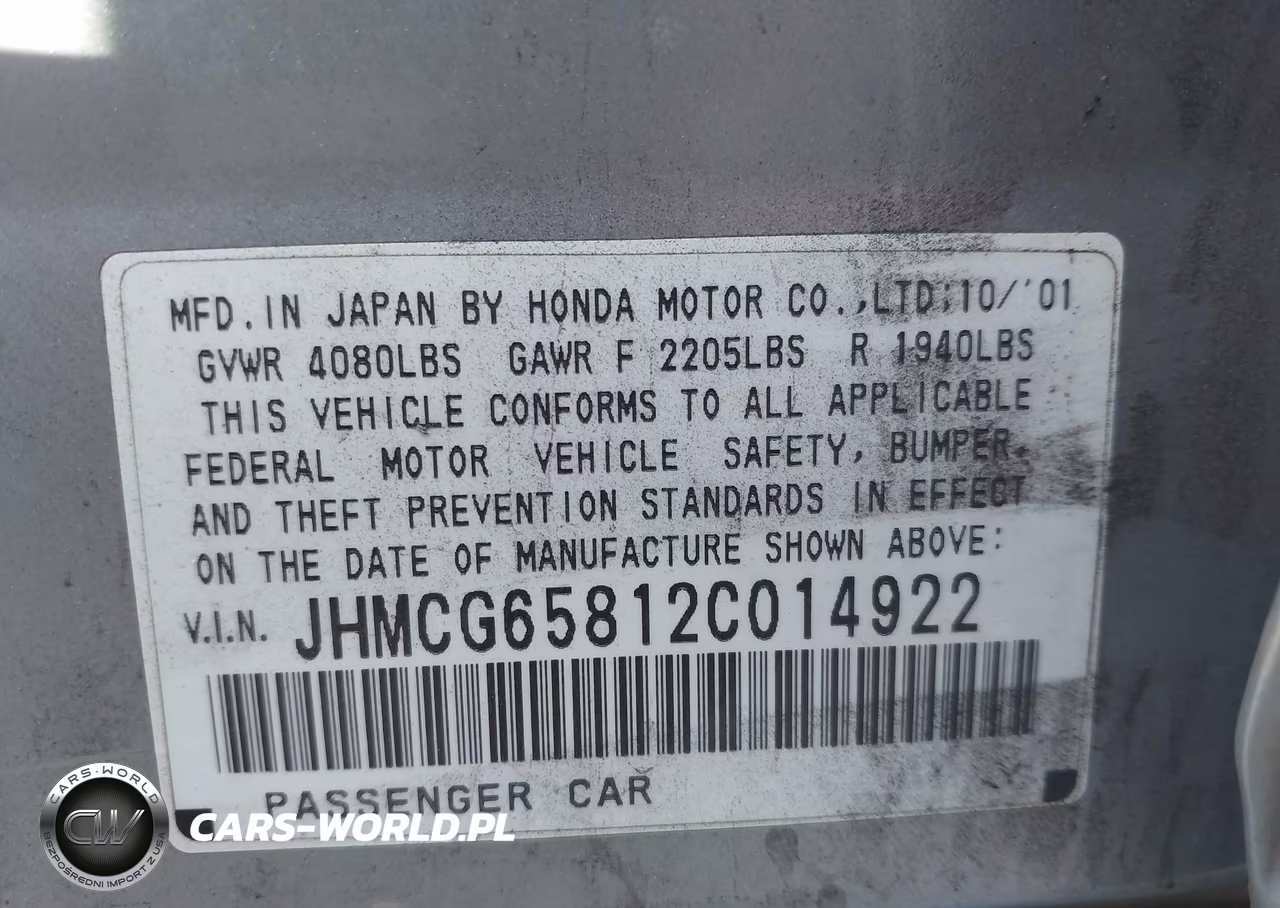 2002 Honda Accord 2.3 Ex VIN:JHMCG65812C014922 - 9