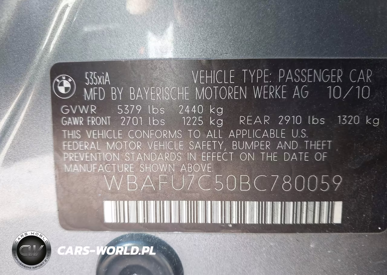 2011 BMW 535I xDrive VIN:WBAFU7C50BC780059 - 9