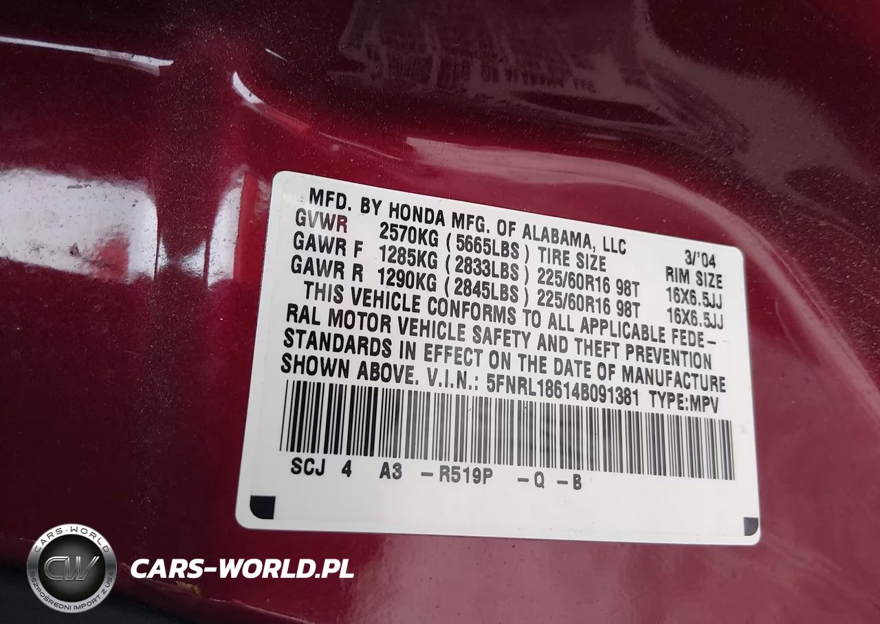 2004 Honda Odyssey Ex VIN:5FNRL18614B091381 - 9