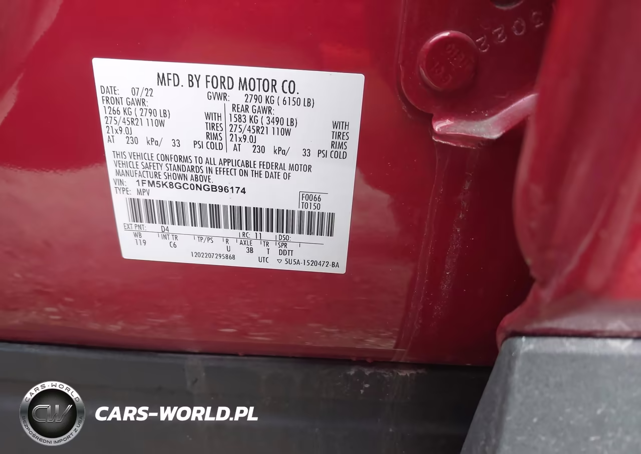 2022 Ford Explorer St VIN:1FM5K8GC0NGB96174 - 9