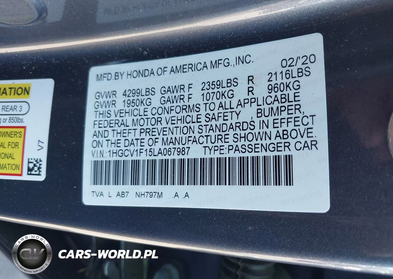 2020 Honda Accord Lx VIN:1HGCV1F15LA067987 - 9