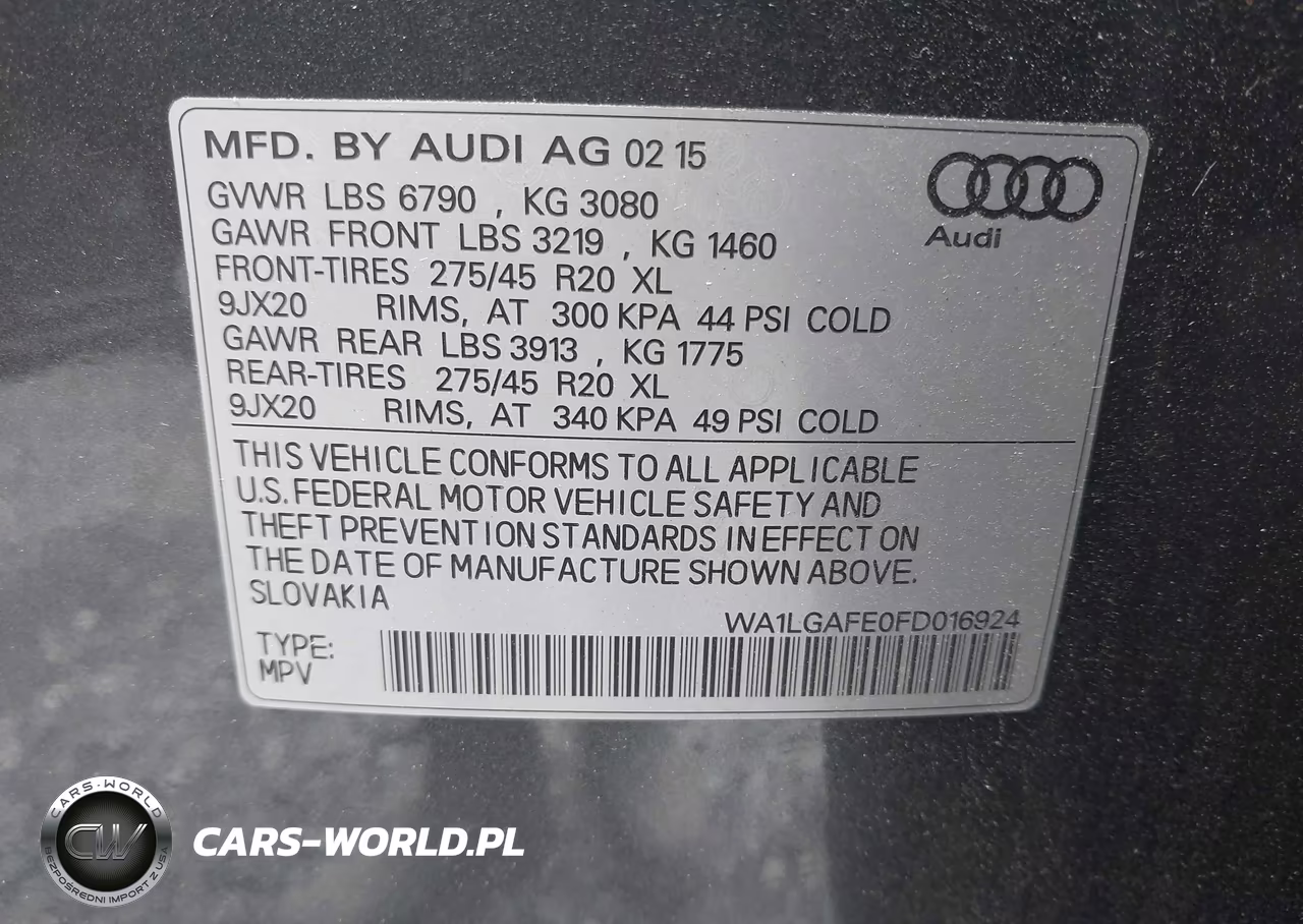 2015 Audi Q7 3.0T Premium VIN:WA1LGAFE0FD016924 - 9