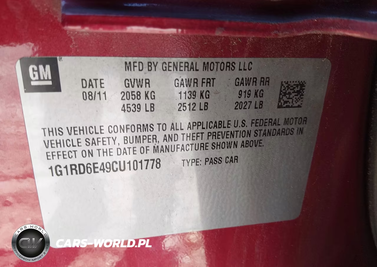 2012 Chevrolet Volt VIN:1G1RD6E49CU101778 - 9