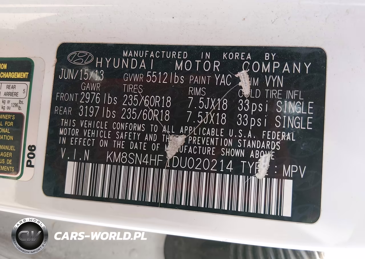 2013 Hyundai Santa Fe Gls VIN:KM8SN4HF1DU020214 - 9