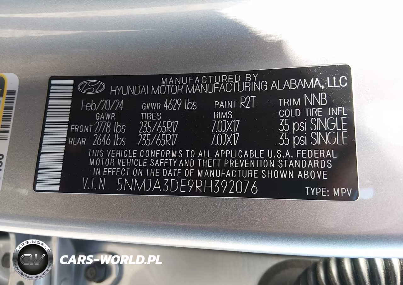 2024 Hyundai Tucson Se VIN:5NMJA3DE9RH392076 - 9