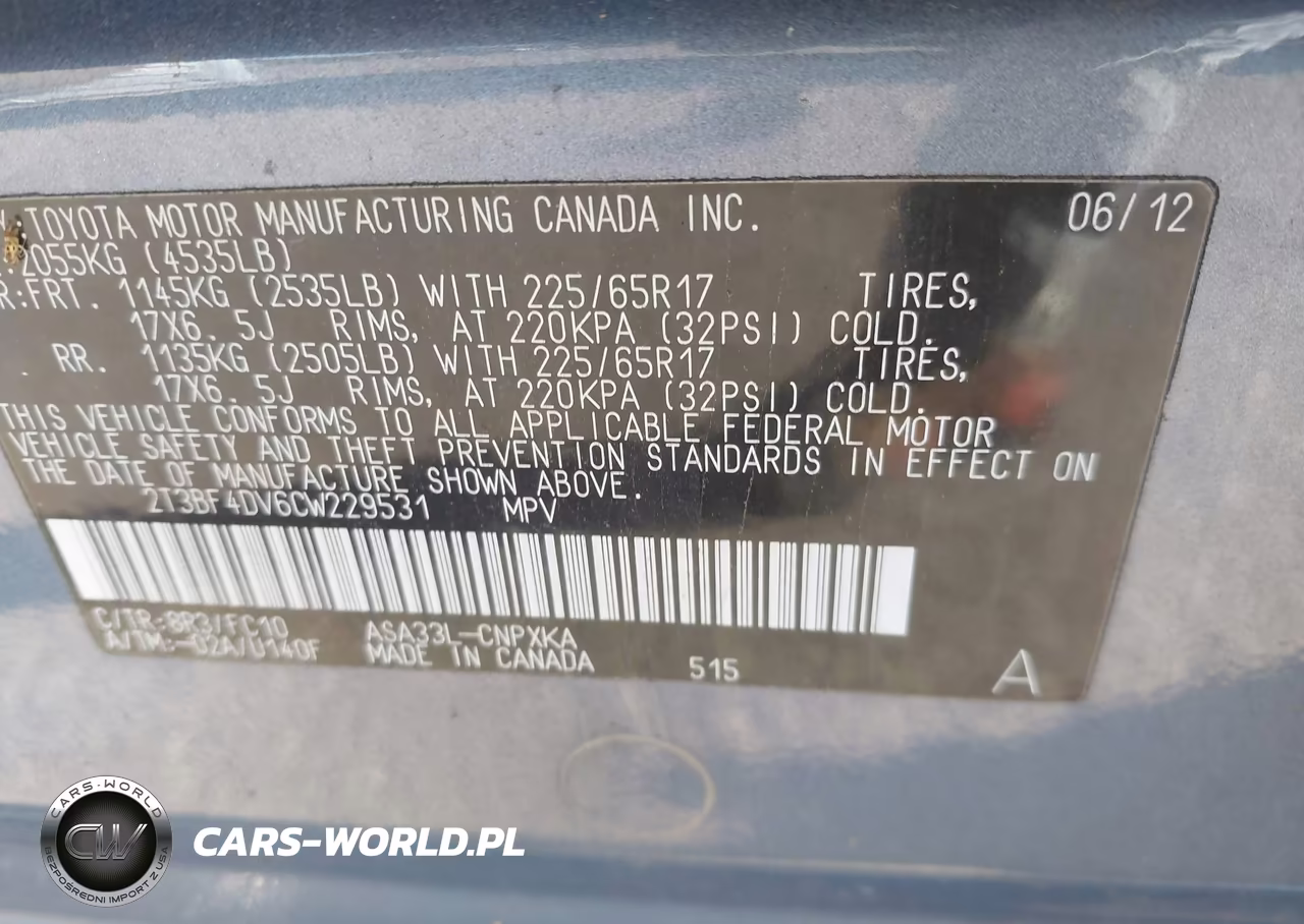 2012 Toyota Rav4 VIN:2T3BF4DV6CW229531 - 9
