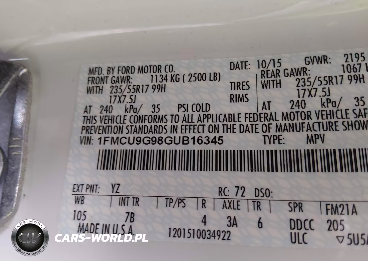 2016 Ford Escape Se VIN:1FMCU9G98GUB16345 - 9