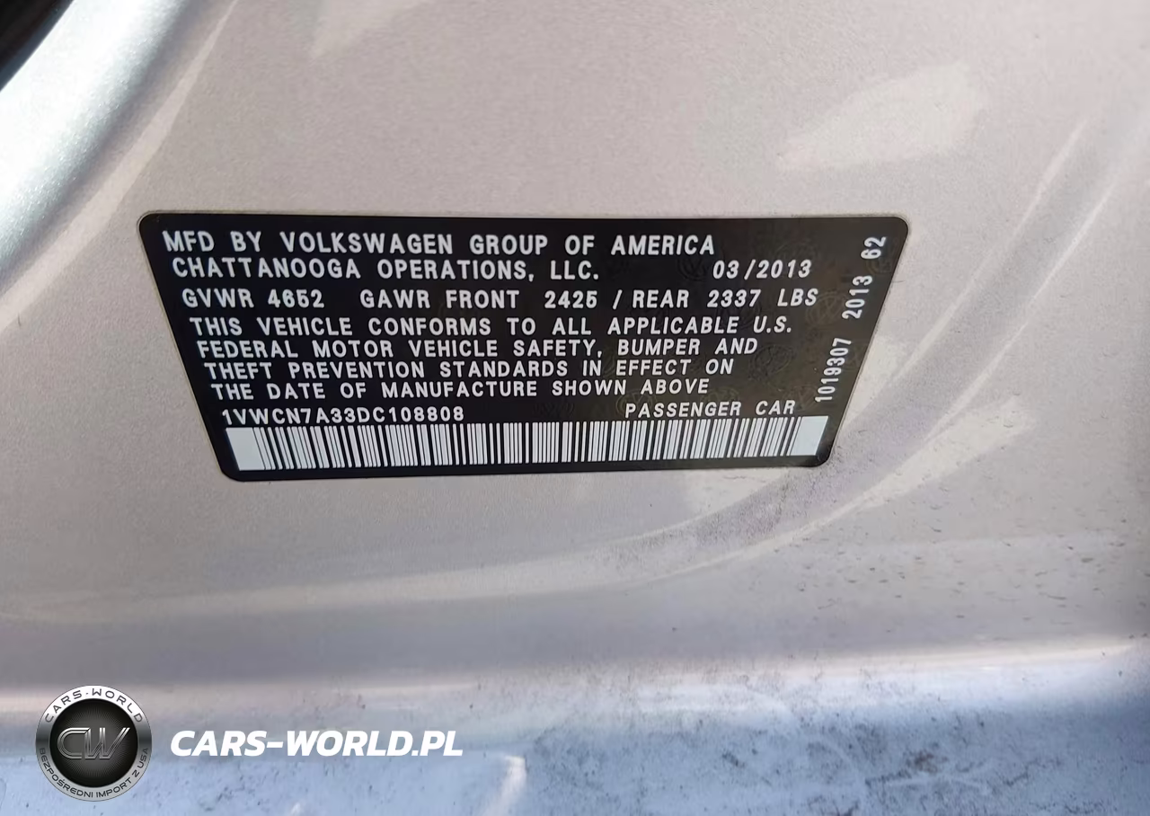 2013 Volkswagen Passat 2.0L Tdi Sel Premium VIN:1VWCN7A33DC108808 - 9