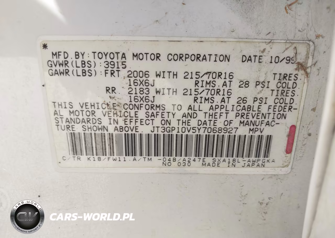 2000 Toyota Rav4 VIN:JT3GP10V5Y7068927 - 9