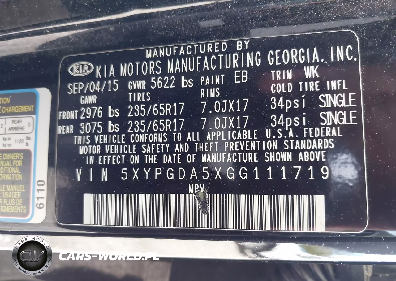 2016 Kia Sorento 3.3L Lx VIN:5XYPGDA5XGG111719 - 9