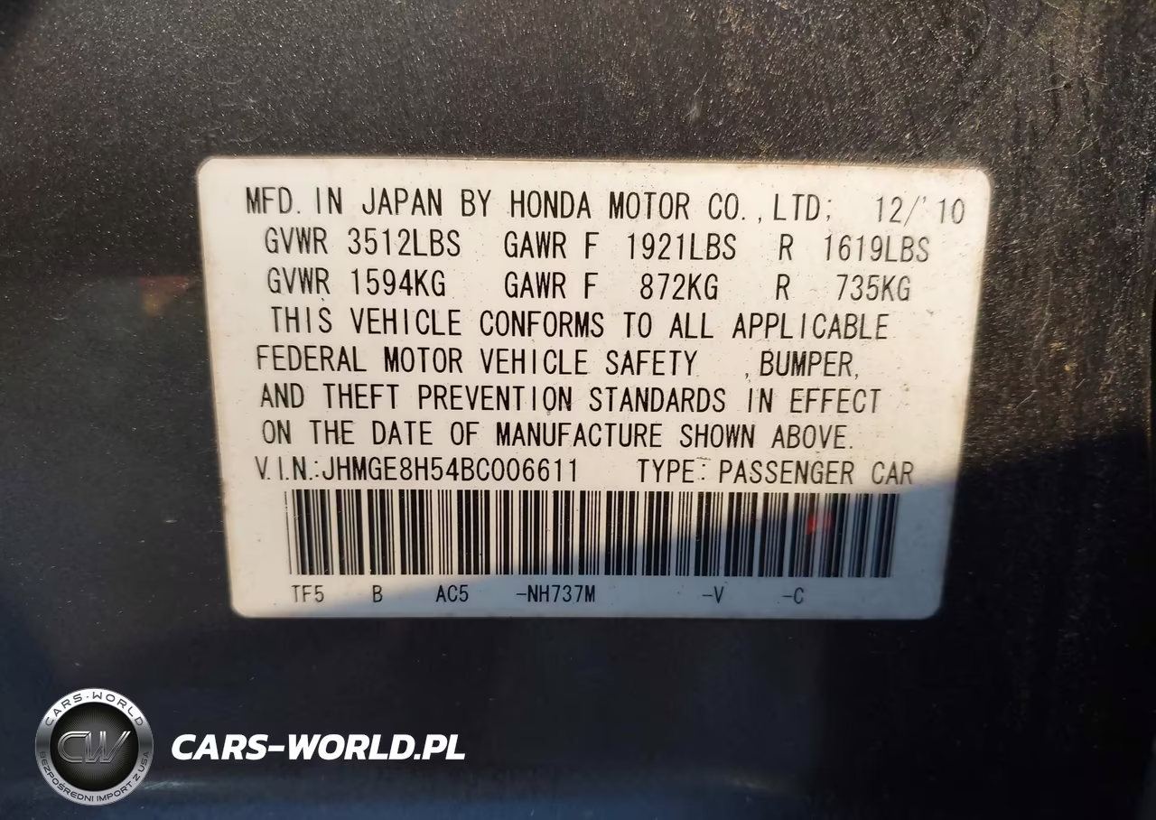 2011 Honda Fit Sport VIN:JHMGE8H54BC006611 - 9