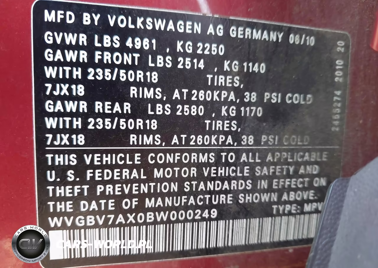 2011 Volkswagen Tiguan Sel VIN:WVGBV7AX0BW000249 - 9