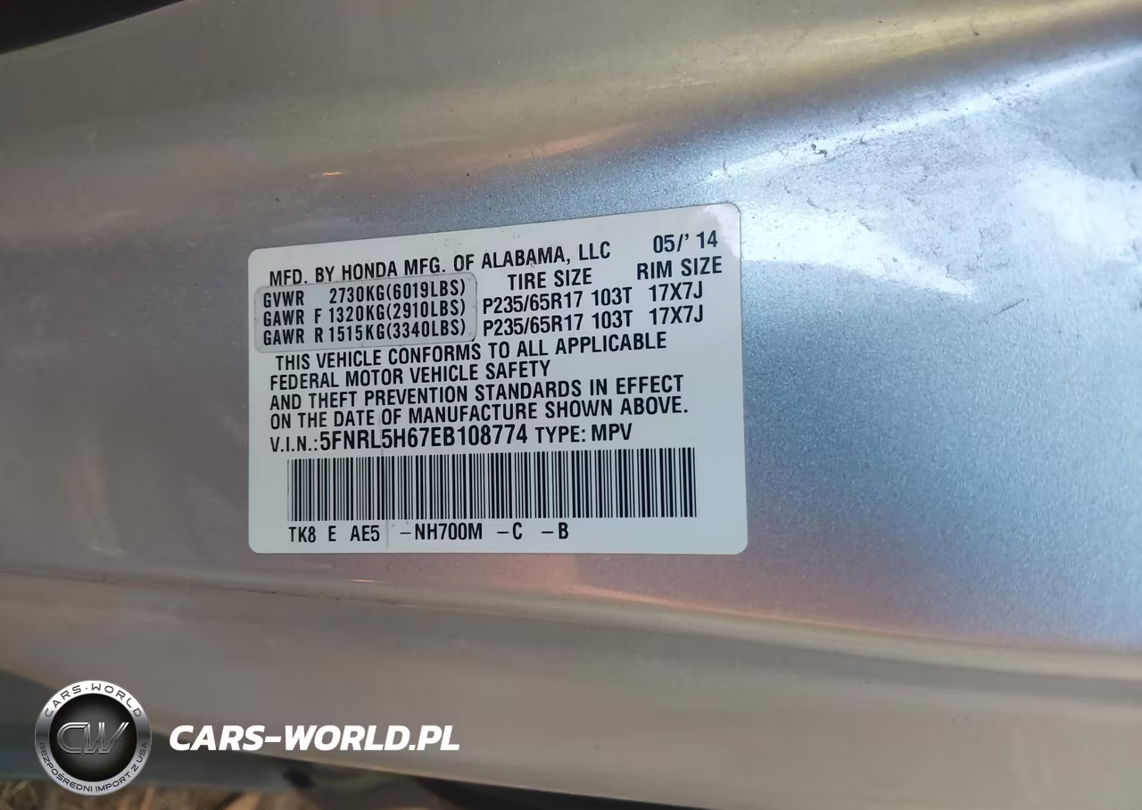 2014 Honda Odyssey Ex-L VIN:5FNRL5H67EB108774 - 9