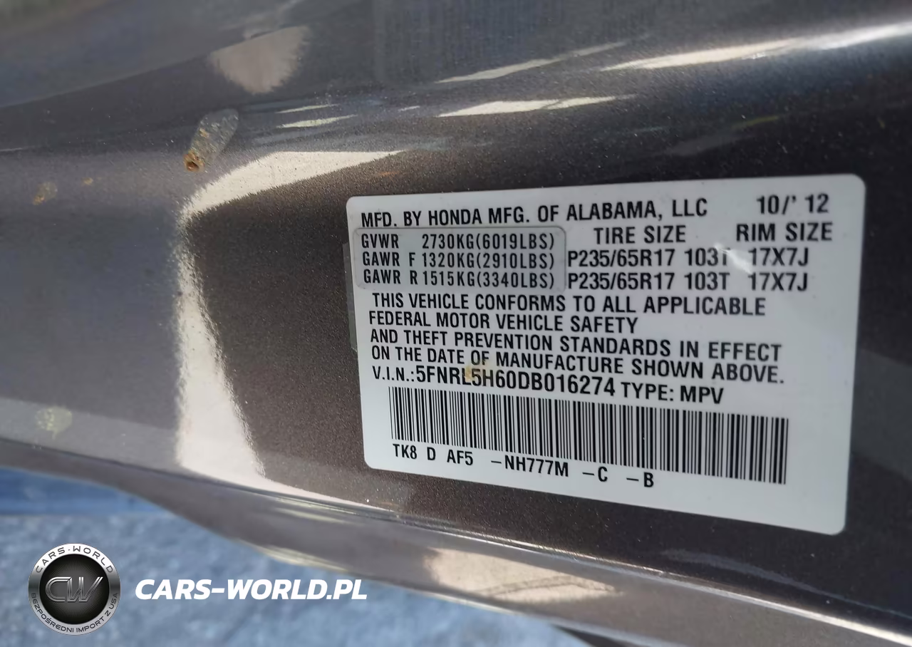 2013 Honda Odyssey Ex-L VIN:5FNRL5H60DB016274 - 9