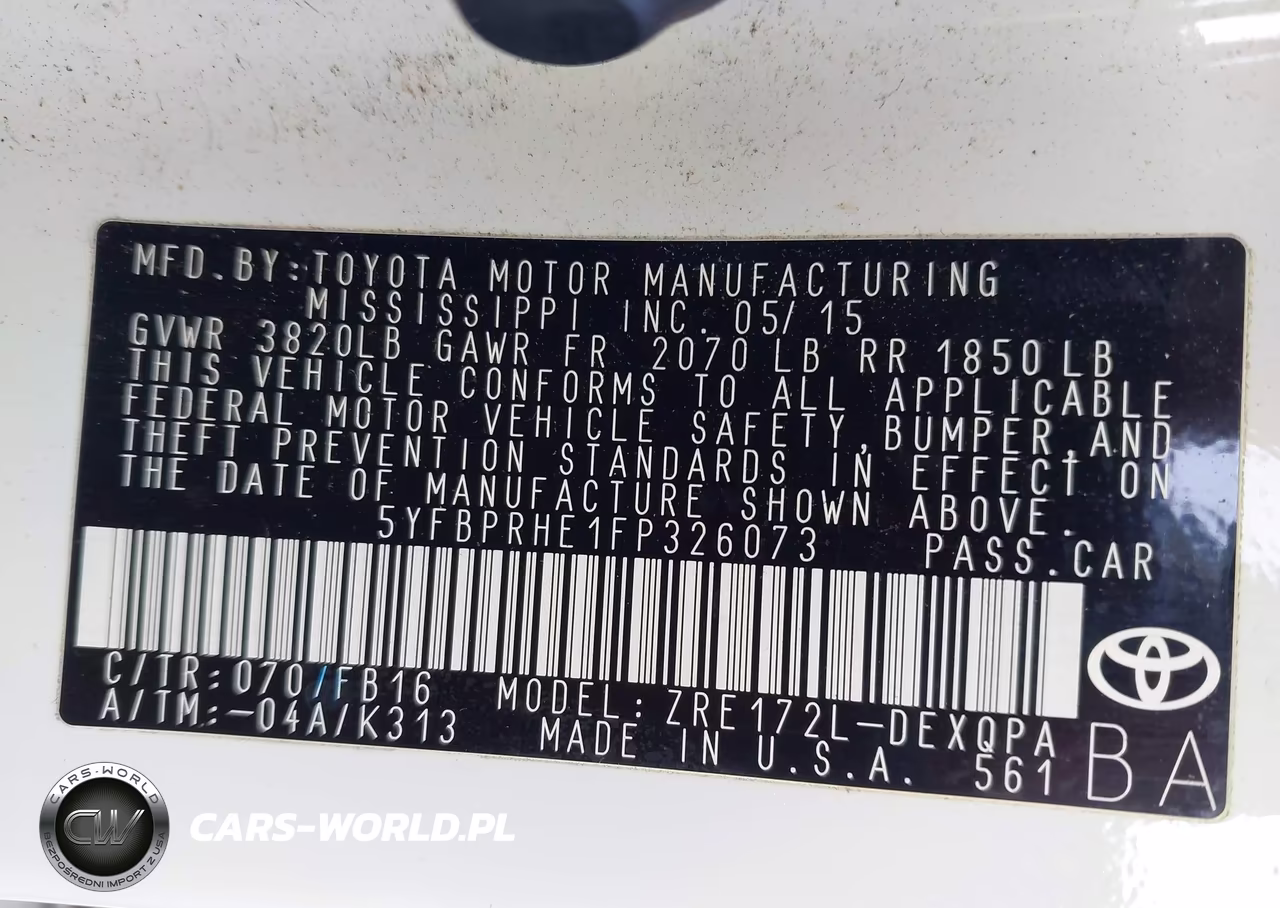 2015 Toyota Corolla Le Eco VIN:5YFBPRHE1FP326073 - 9
