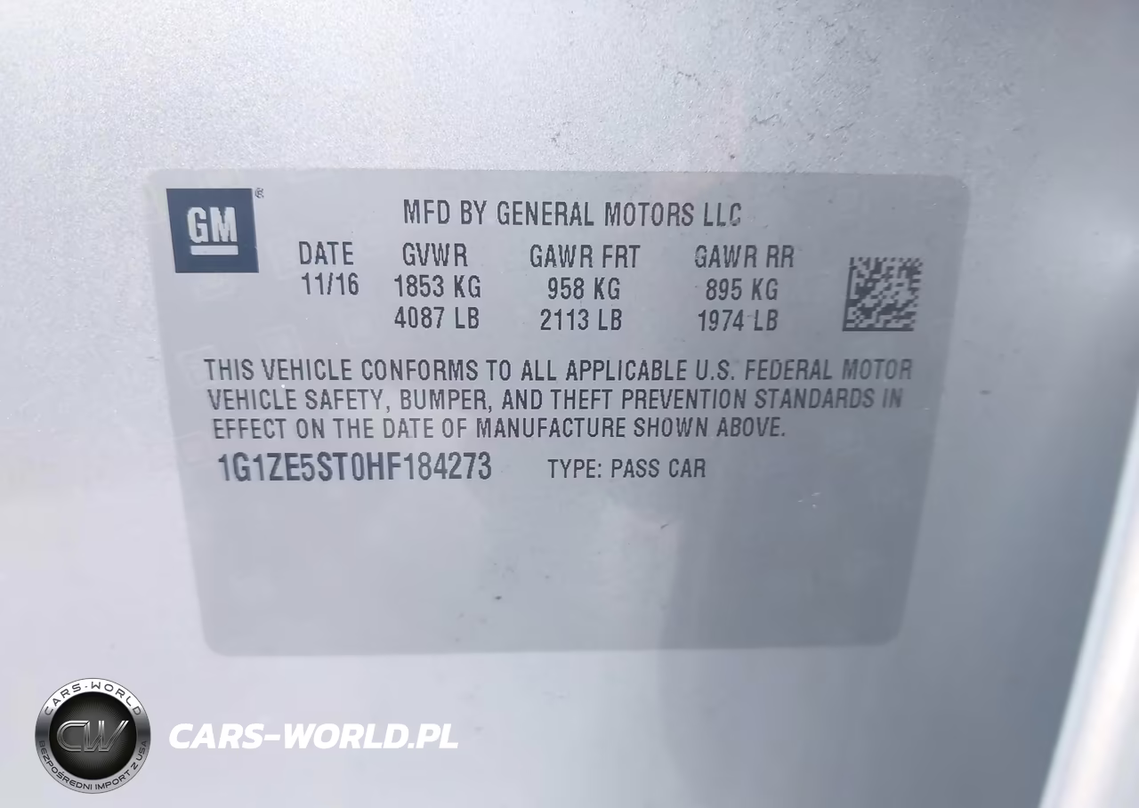 CHEVROLET MALIBU VIN:1G1ZE5ST0HF184273 - 9