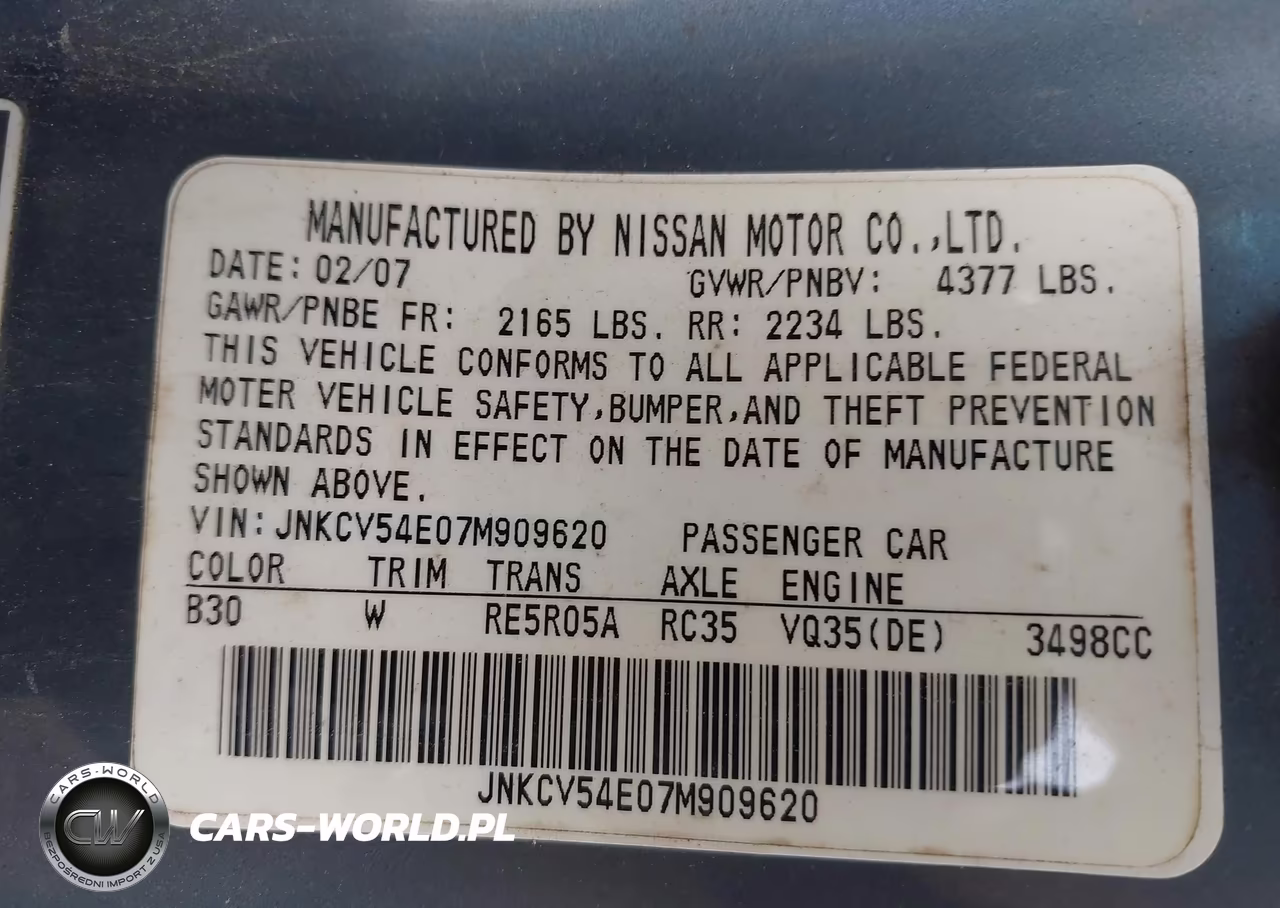 2007 Infiniti G35 VIN:JNKCV54E07M909620 - 9